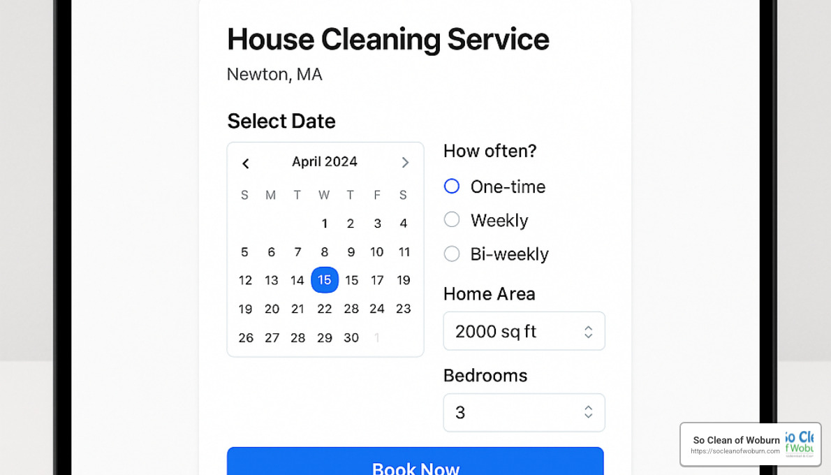 online booking process - house cleaning newton ma