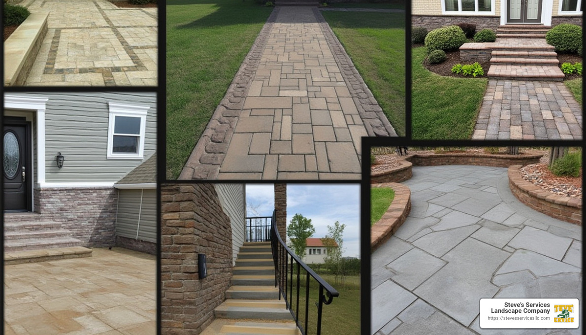 various masonry and concrete projects including patios and walkways - masonry and concrete contractors near me
