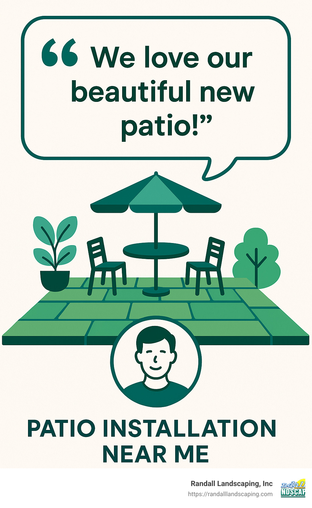 quote from satisfied homeowner about their beautiful new patio installation - patio installation near me infographic 