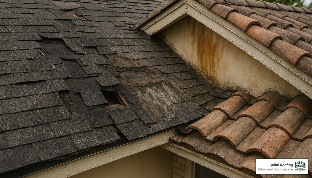 various types of roof damage - residential roof repair services