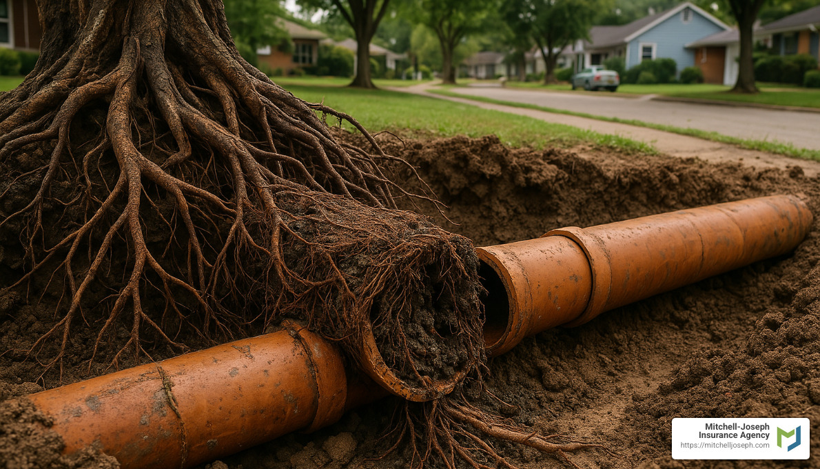 tree roots infiltrating sewer line - sewer backup
