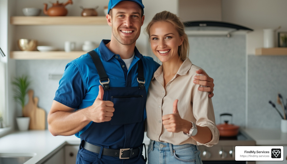 Professional plumber and satisfied homeowner - Reliable plumbers near me