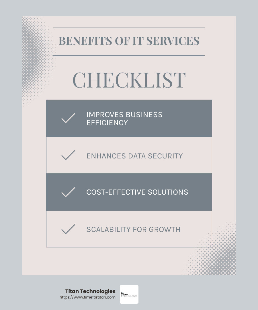Infographic showing common IT services in Elizabeth, NJ: Managed IT, Cybersecurity, Cloud Services, Remote & On-site Support, Disaster Recovery & Backups. -  IT Service in Elizabeth, NJ infographic checklist-light-blue-grey