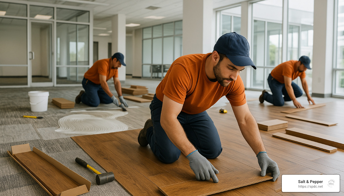 high-quality commercial flooring installation in progress - commercial flooring contractors tampa fl