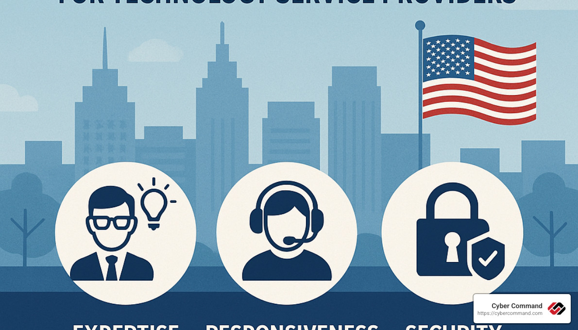 Technology service provider selection criteria including expertise, responsiveness, and security focus - technology service provider