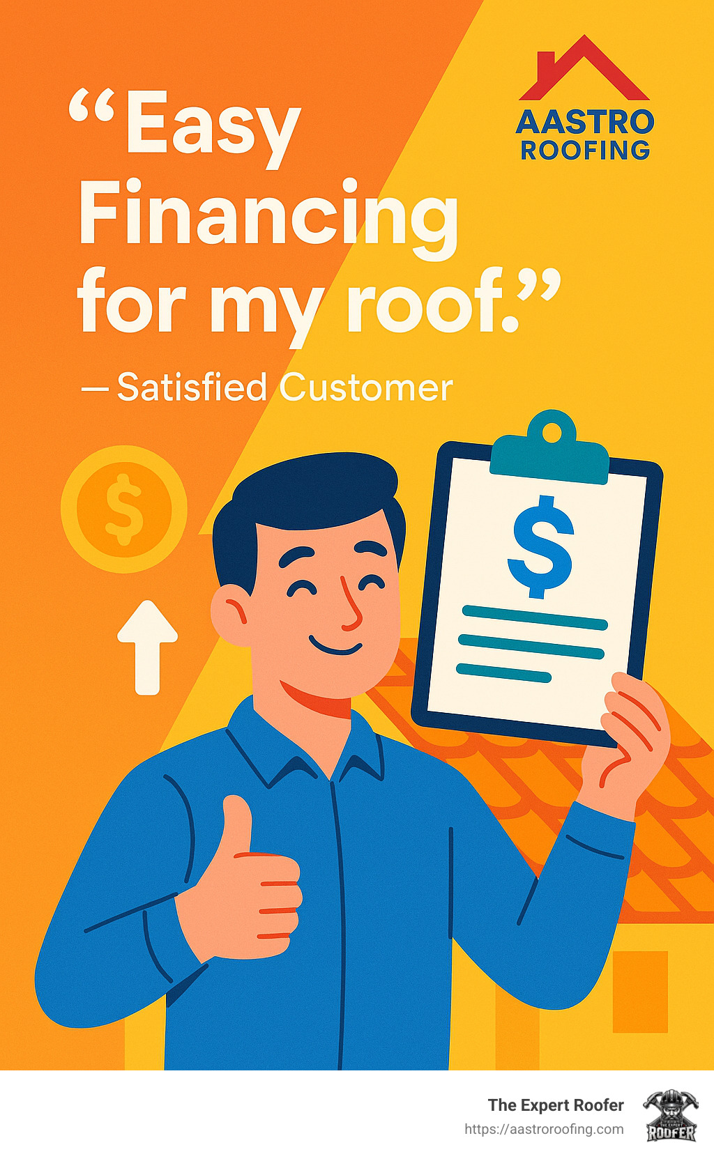Quote from a satisfied customer about Aastro Roofing's easy financing process - Easy Financing for my roof infographic 