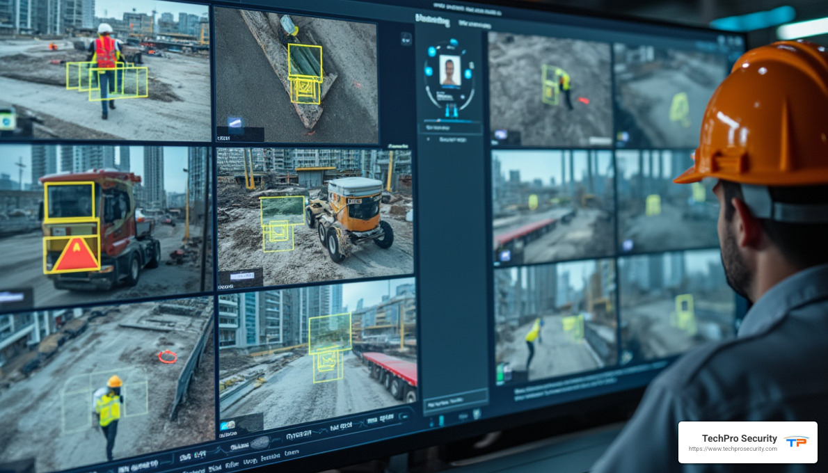 AI-powered security camera analytics - construction site cctv security systems