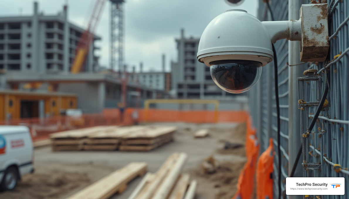 secured construction site with CCTV system - construction site cctv security systems
