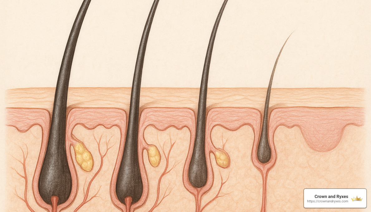 hair follicles in various stages of hair loss - hair restoration miami fl