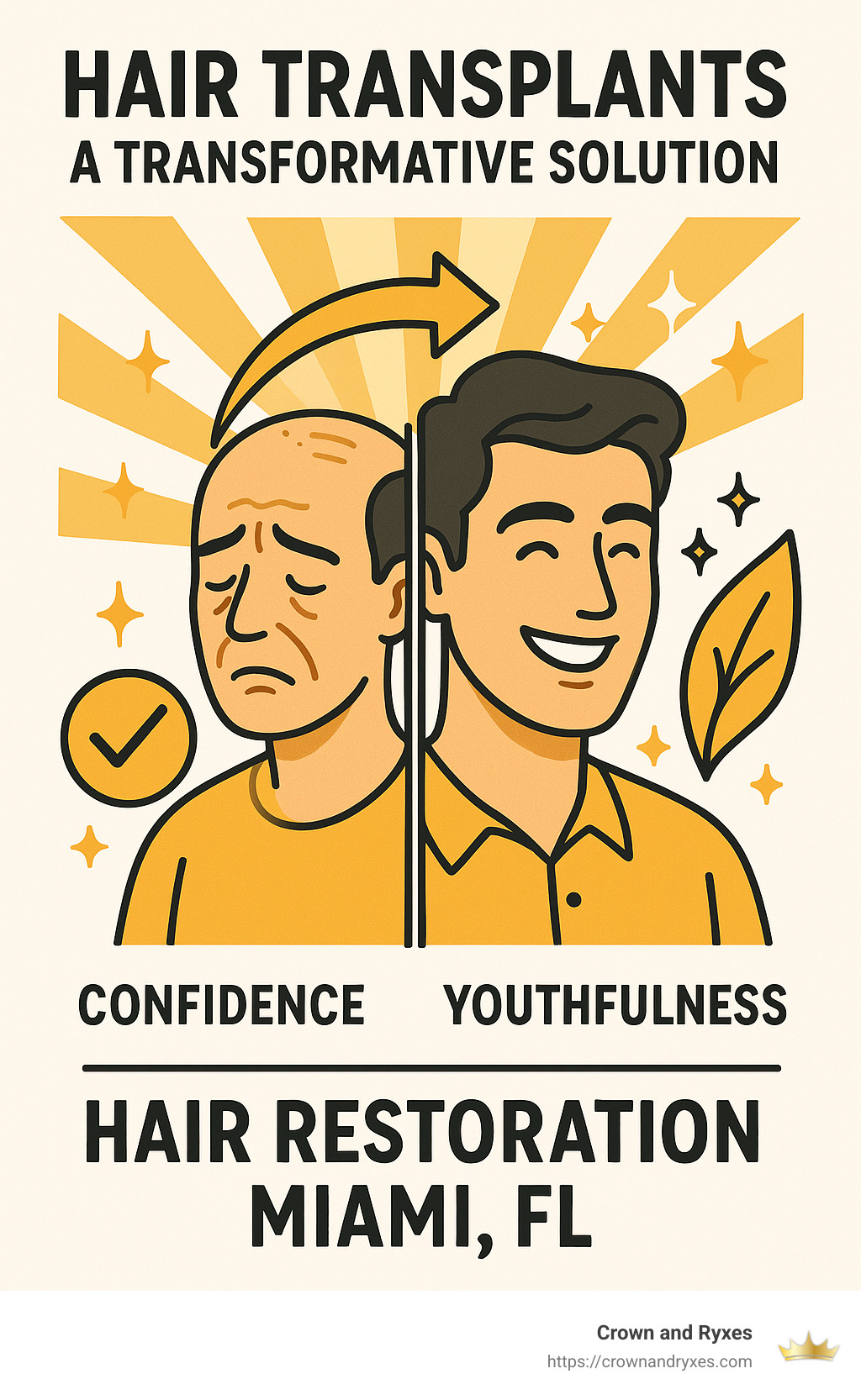 Quote about hair transplants being a transformative solution, restoring not just hair but confidence and youthfulness - hair restoration miami fl infographic 