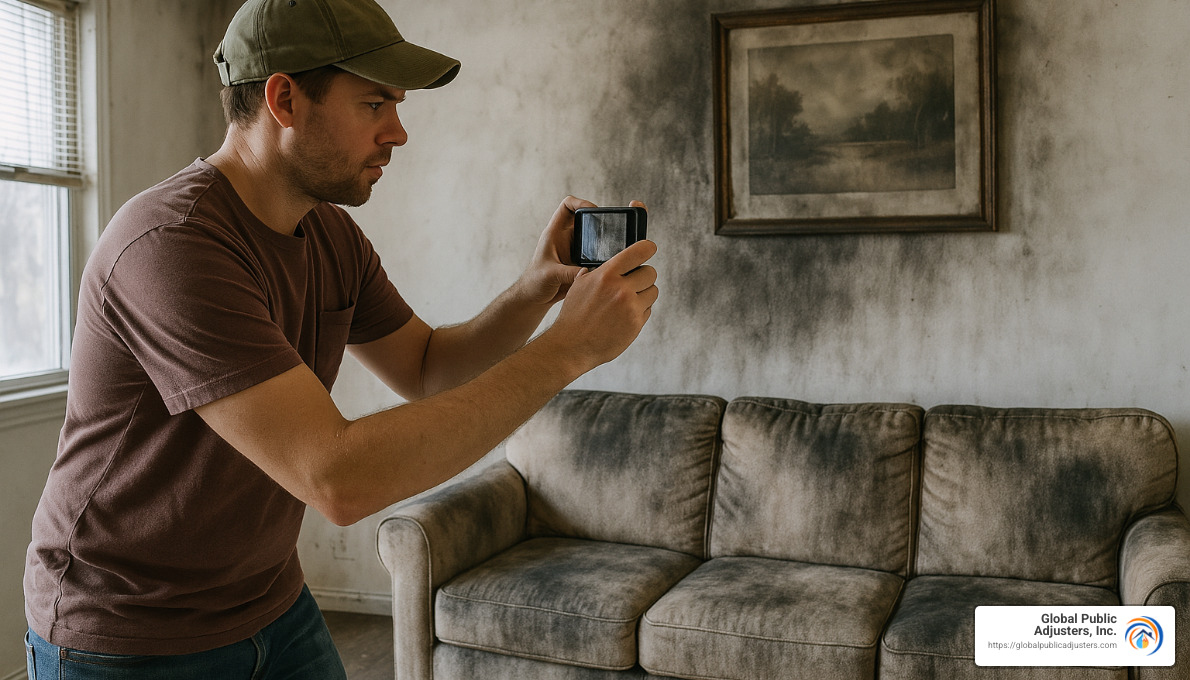 homeowner documenting smoke damage - smoke damage insurance claims