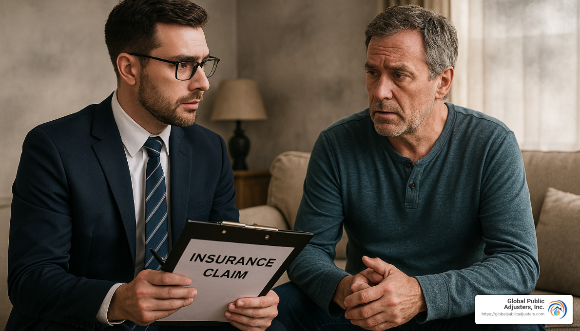 homeowner discussing claim with insurance adjuster - smoke damage insurance claims