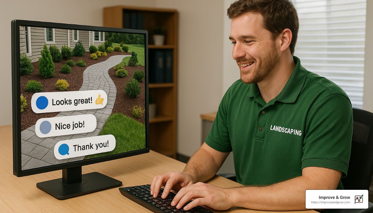 Landscaping company engaging with followers through comments and replies - Social media for landscapers