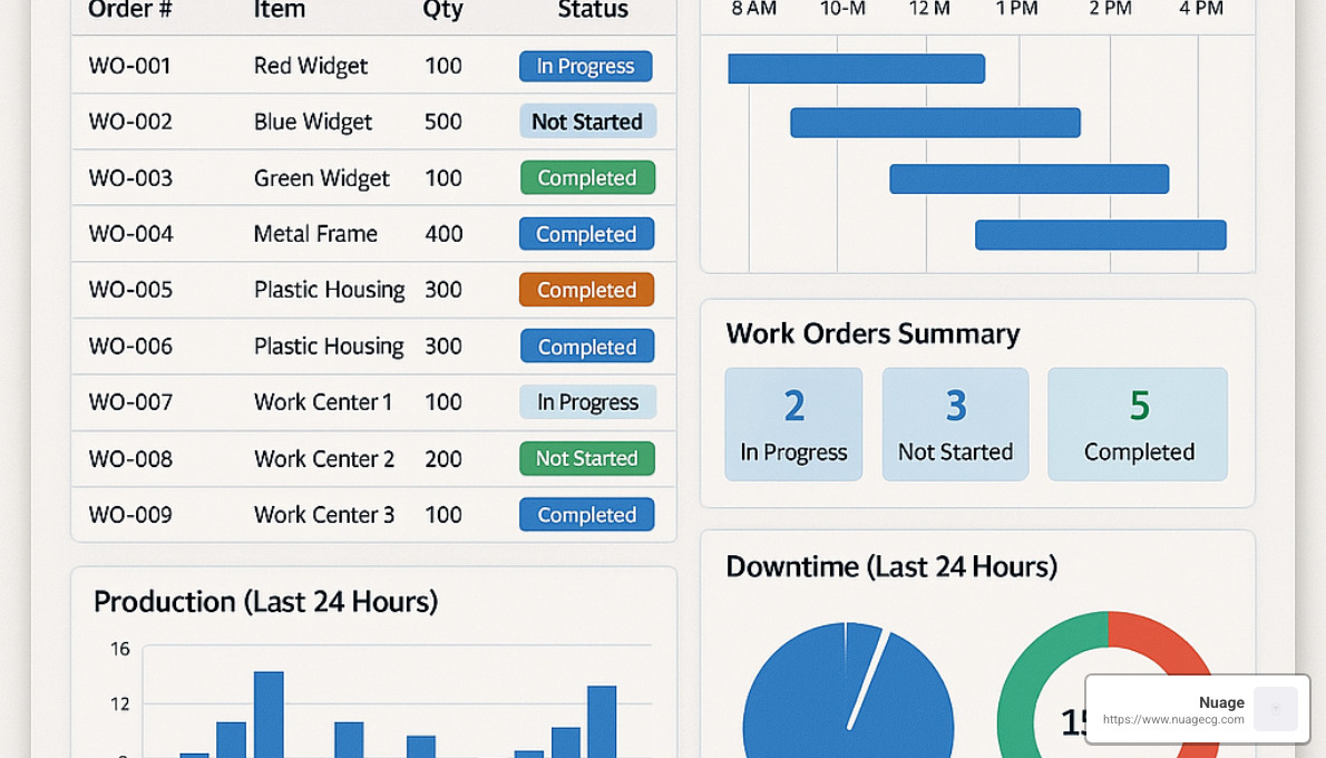 NetSuite shop floor interface showing work orders, production scheduling, and real-time updates - NetSuite ERP for manufacturing