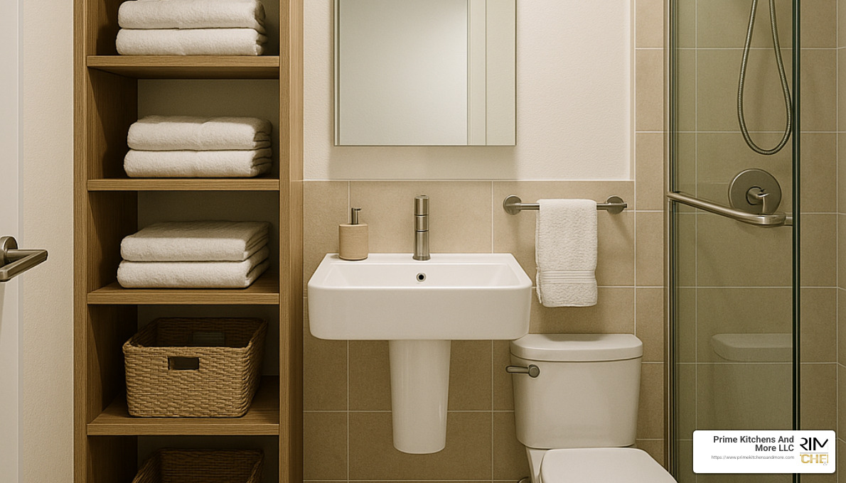 Small bathroom with smart storage solutions - bathroom remodel orlando