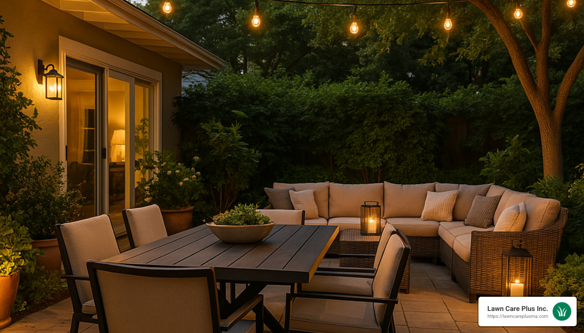 outdoor patio with dining area and seating zone - patios & walkways