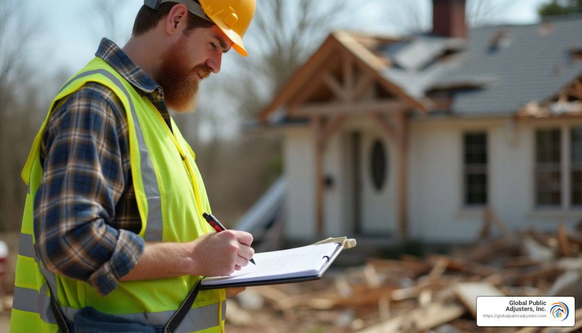 adjuster taking notes at a site - what do insurance adjusters do