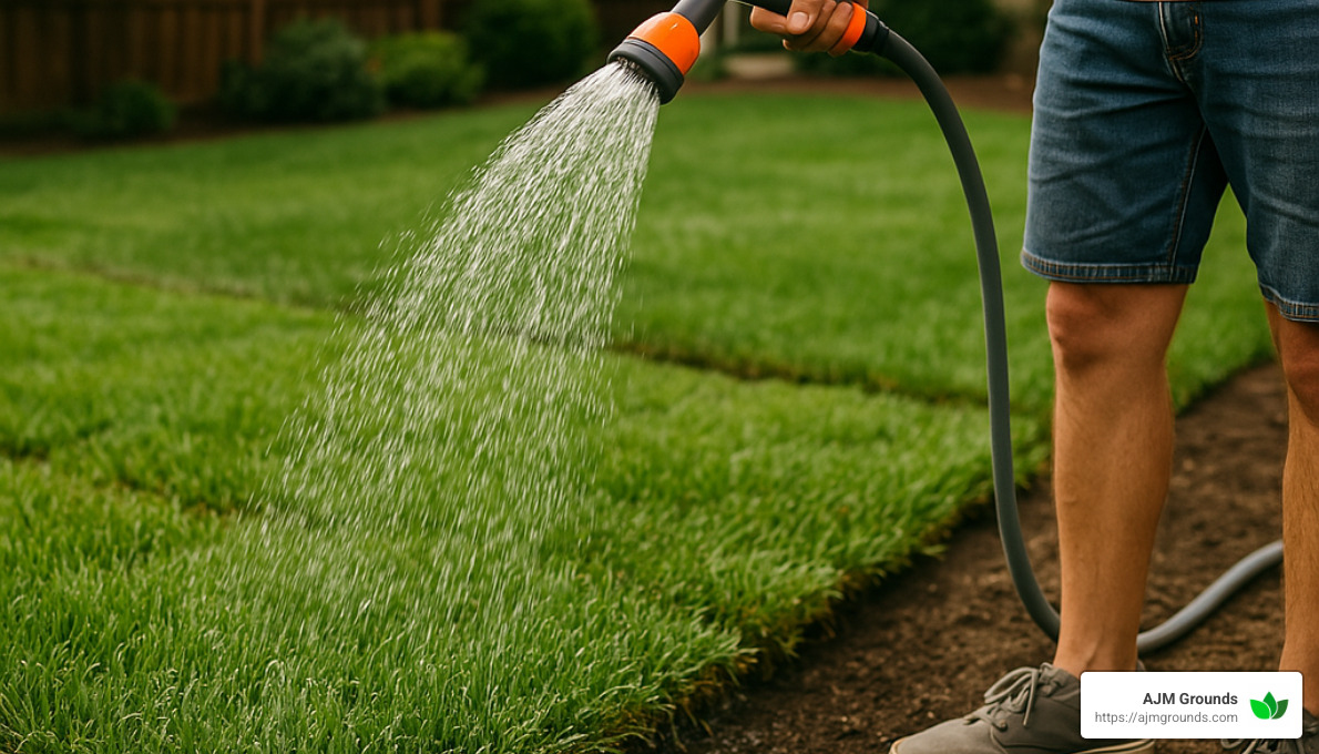 watering new sod installation - best sod installation near me