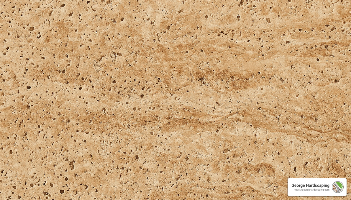 close up of travertine paver texture showing natural pores and color variations - install travertine pavers around pool