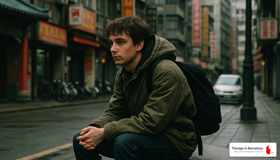 Person experiencing culture shock and isolation - English-speaking psychotherapist