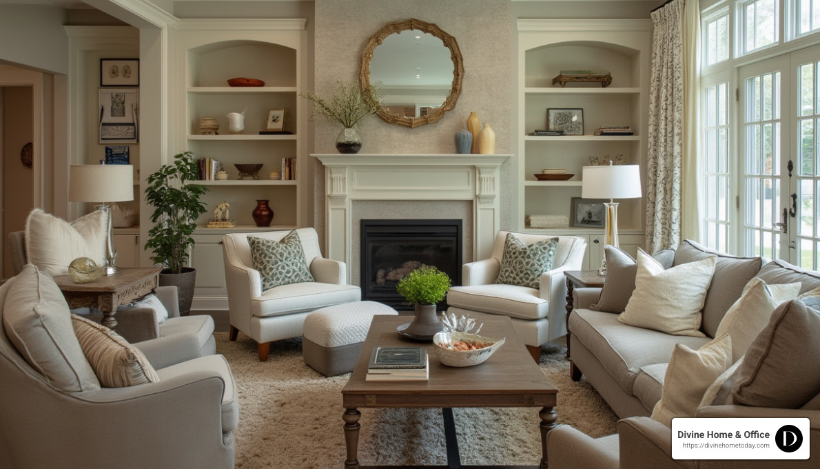 beautifully designed living room with custom styling - custom interior styling