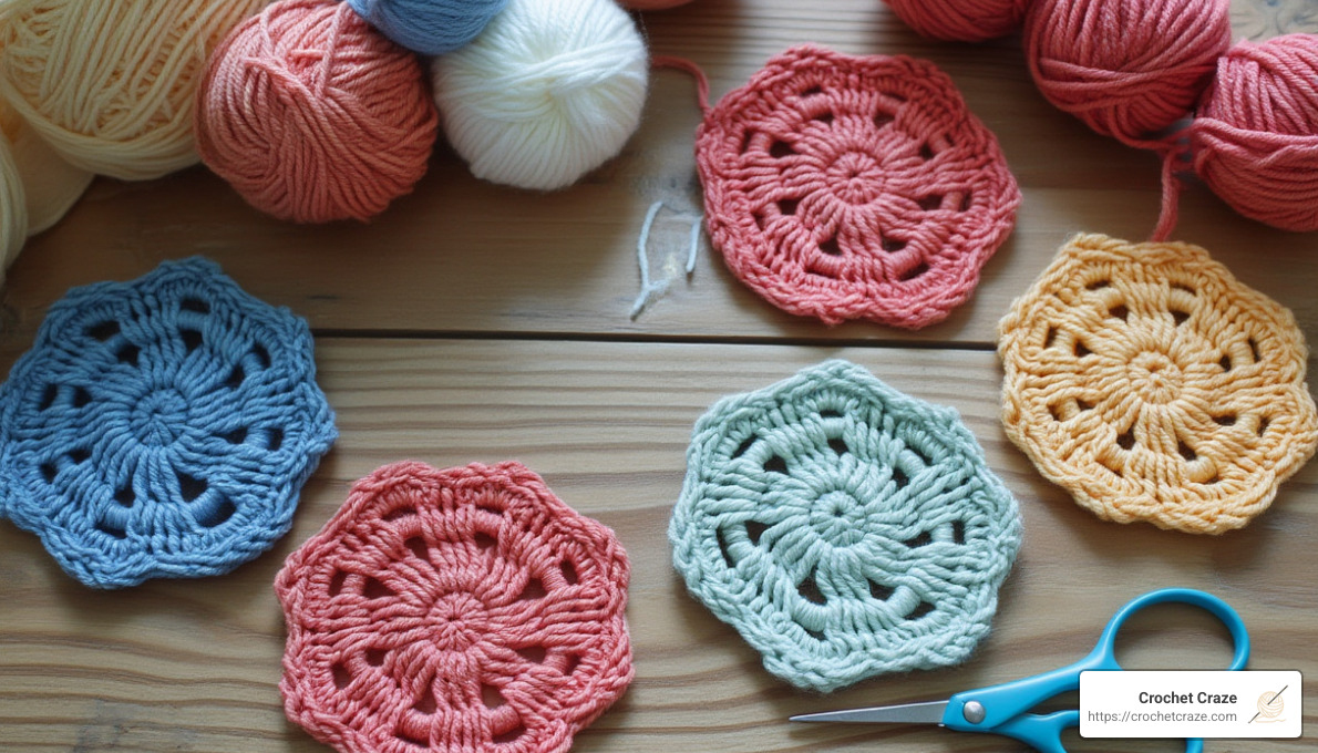 crochet materials for making coasters - crochet coasters easy
