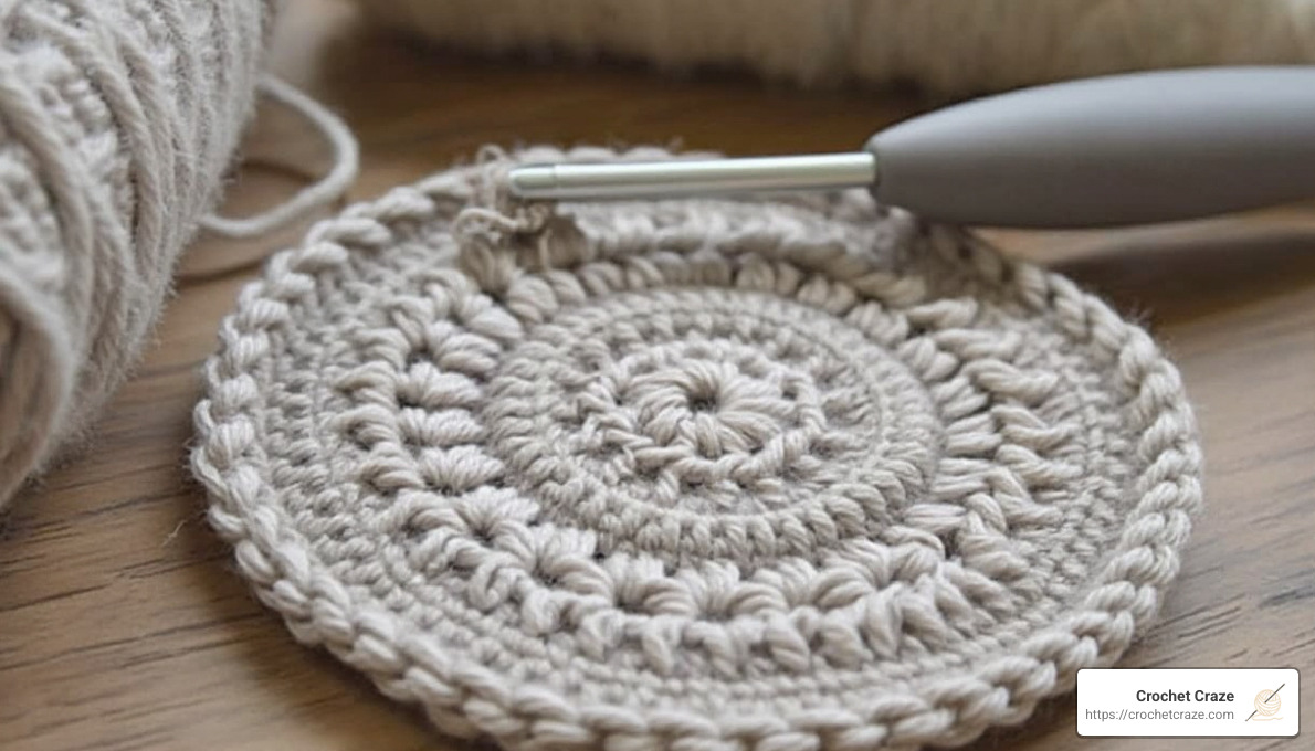 round crochet coaster in progress - crochet coasters easy