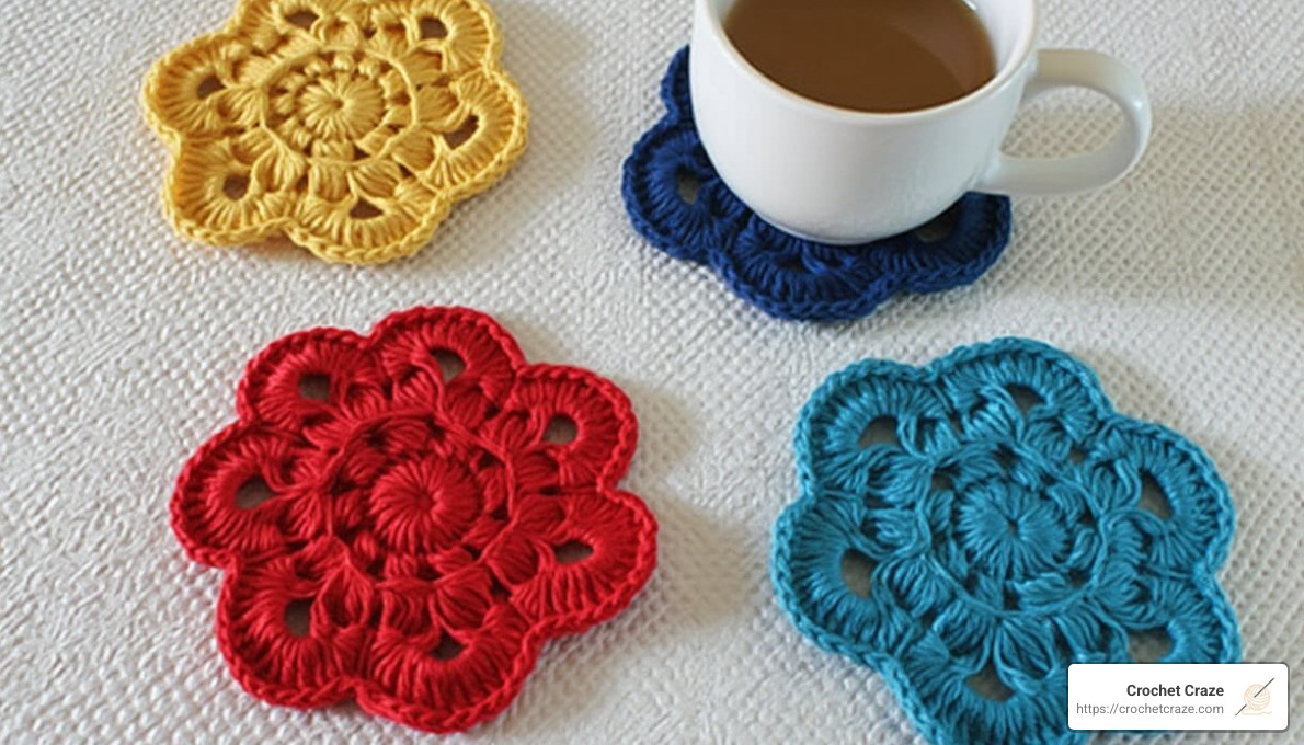 square crochet coaster in progress - crochet coasters easy
