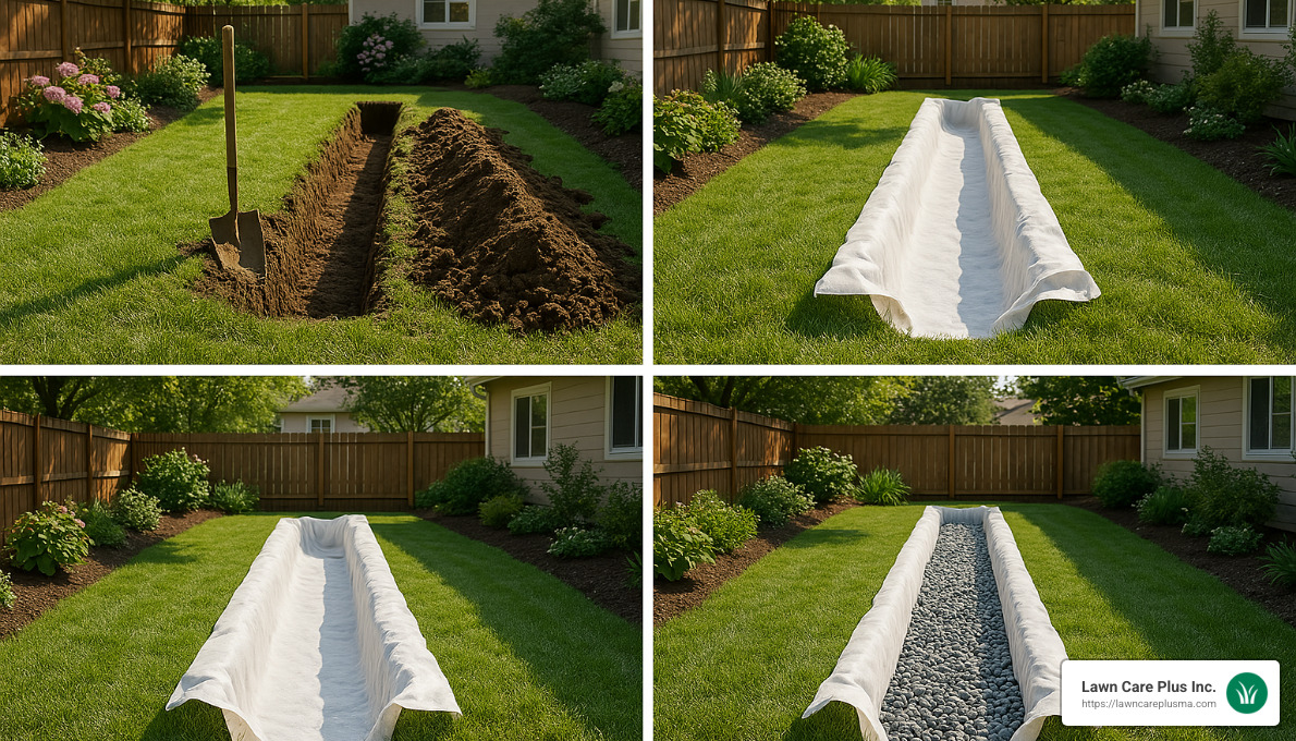 French drain installation process - garden land drainage solutions