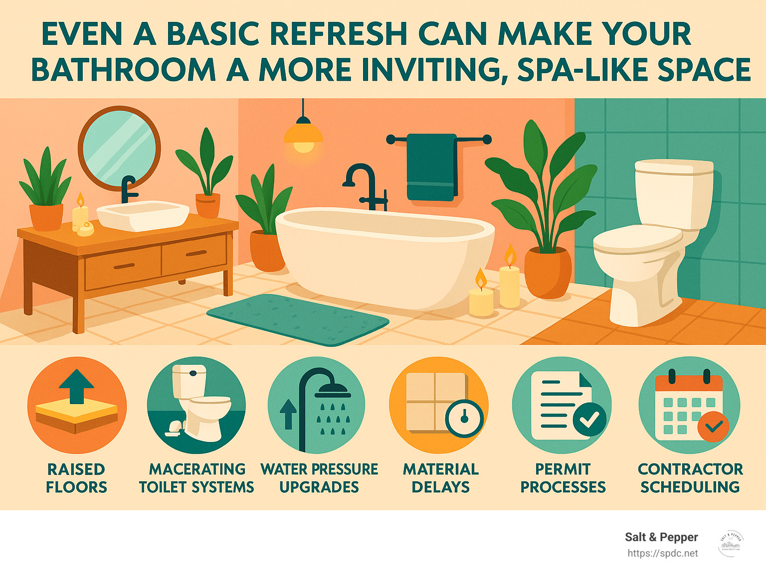 Even a basic refresh can make your bathroom a more inviting, spa-like space. - bathroom remodel contractor infographic 