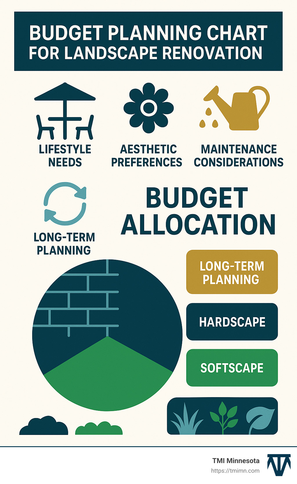 Budget planning chart for landscape renovation - Landscape renovation services infographic 