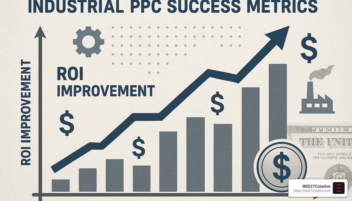 PPC Power: Optimizing Campaigns for Industrial Companies • PPC for industrial companies • RED27Creative Industrial PPC success metrics showing ROI improvement - PPC for industrial companies
