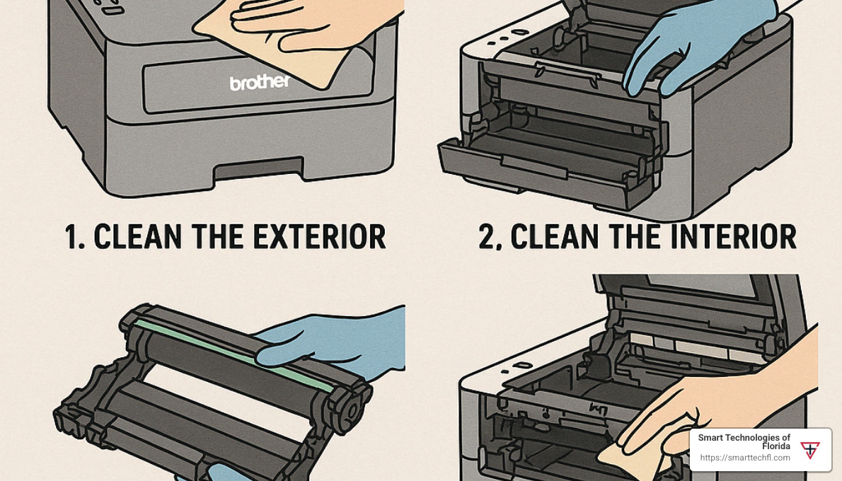 step by step brother laser printer cleaning process - brother laser printer maintenance