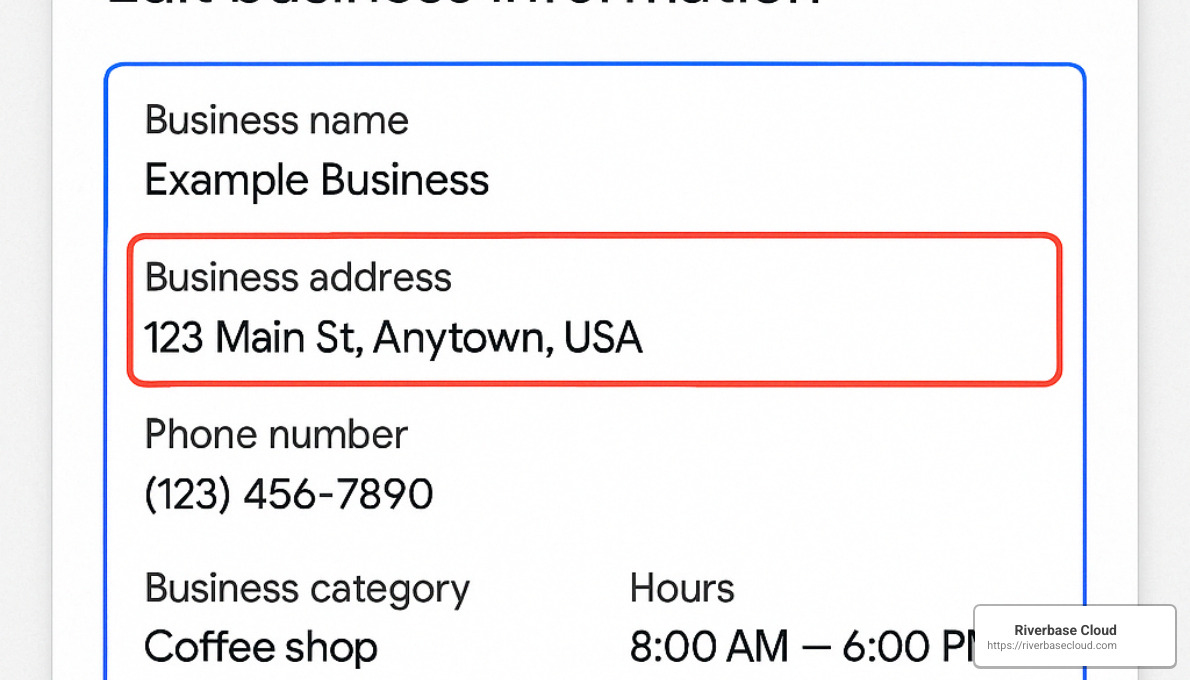Interface showing how to update Google Business Profile information with NAP details highlighted - Google Business Profile changes