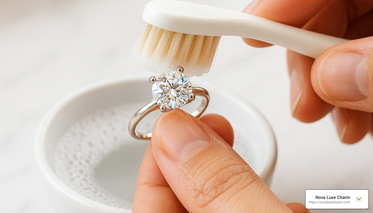 proper moissanite ring cleaning technique - women's moissanite rings