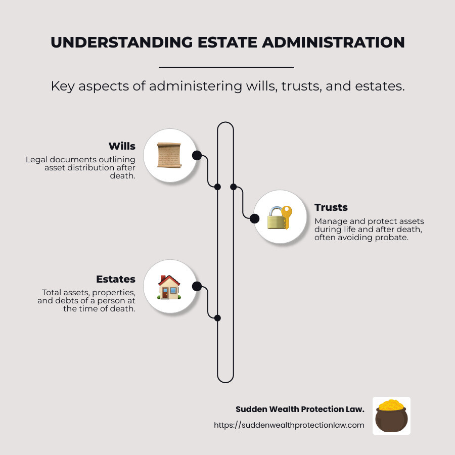 Infographic illustrating clearly the differences between wills, trusts, and estates as part of estate administration. - administration of wills trusts and estates infographic infographic-line-3-steps-neat_beige Infographic illustrating clearly the differences between wills, trusts, and estates as part of estate administration. - administration of wills trusts and estates infographic infographic-line-3-steps-neat_beige