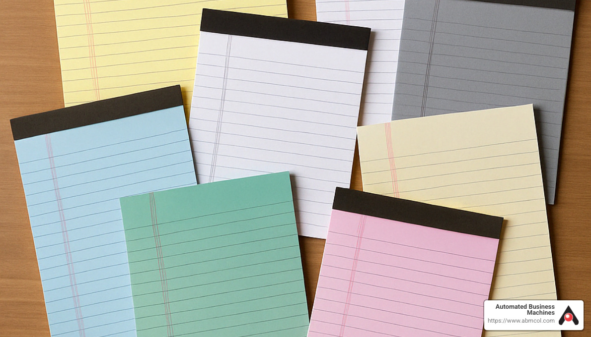 various legal pad color options - size of legal pad