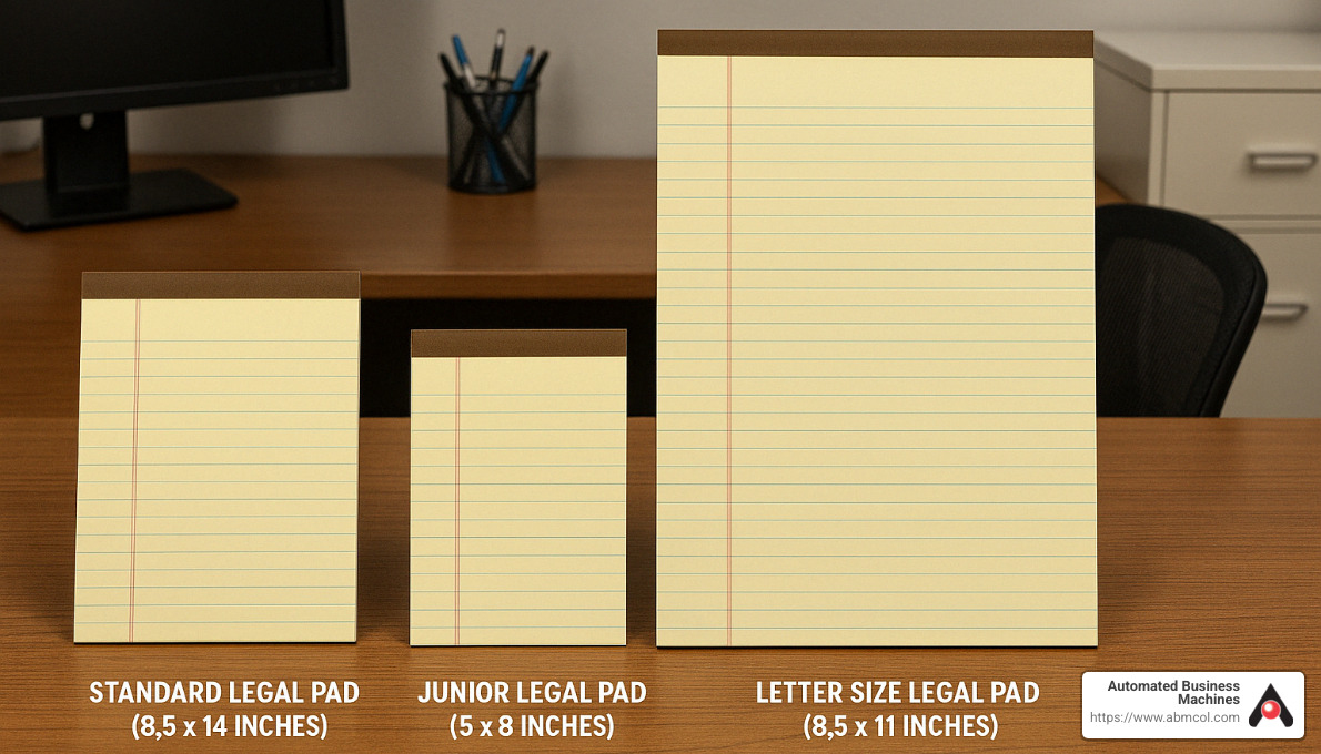 different sizes of legal pads compared - size of legal pad
