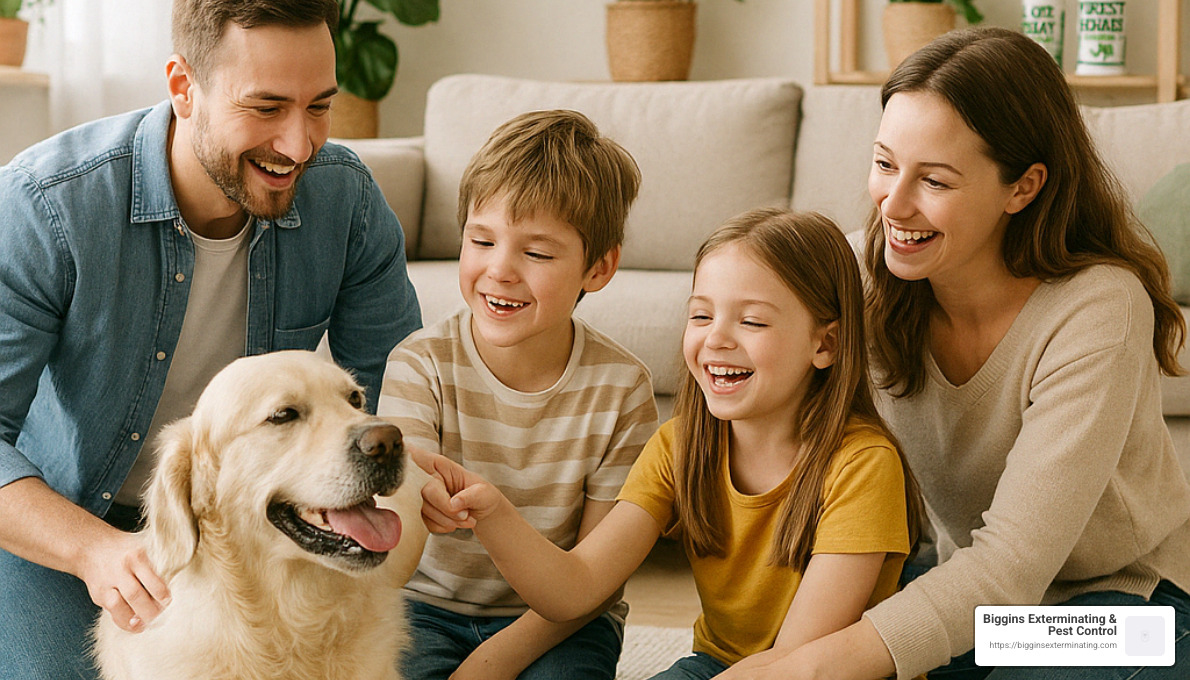 family and pets in safe home - environmentally safe exterminator