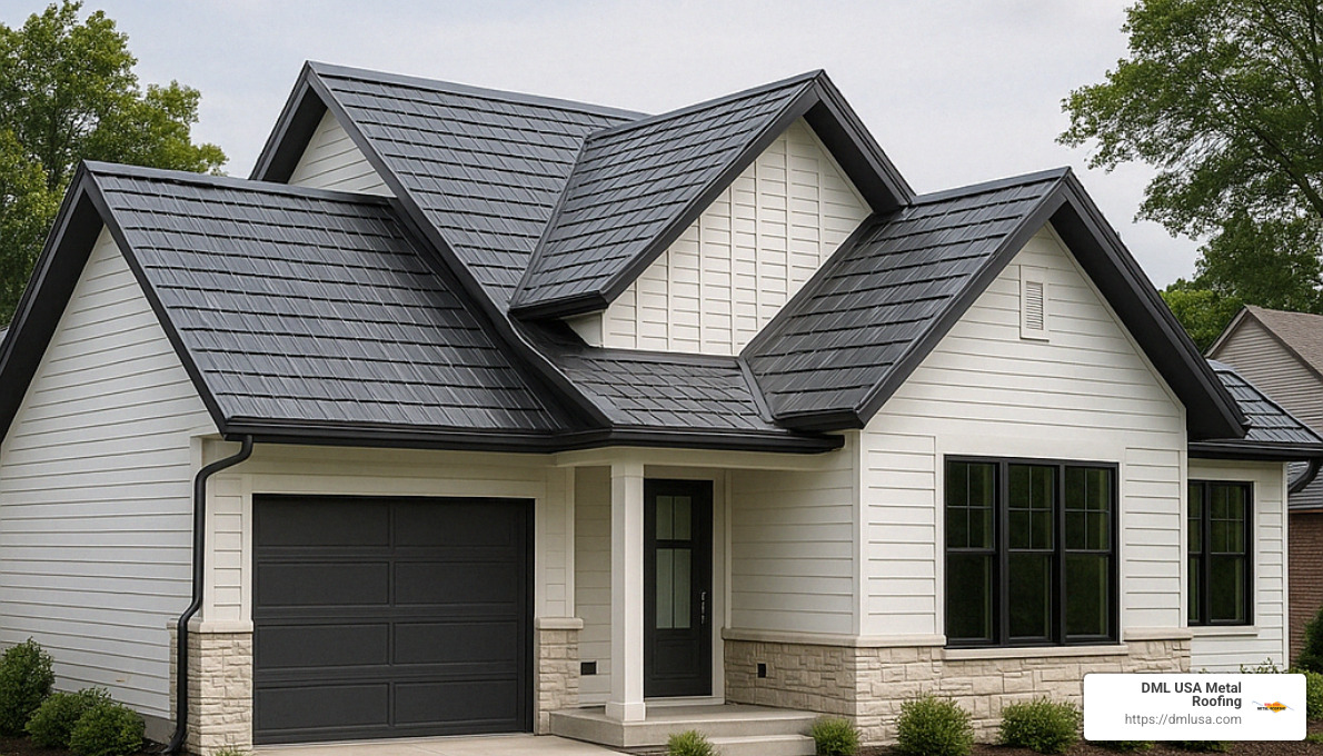 home with metal shingle roof - metal shingle roof cost
