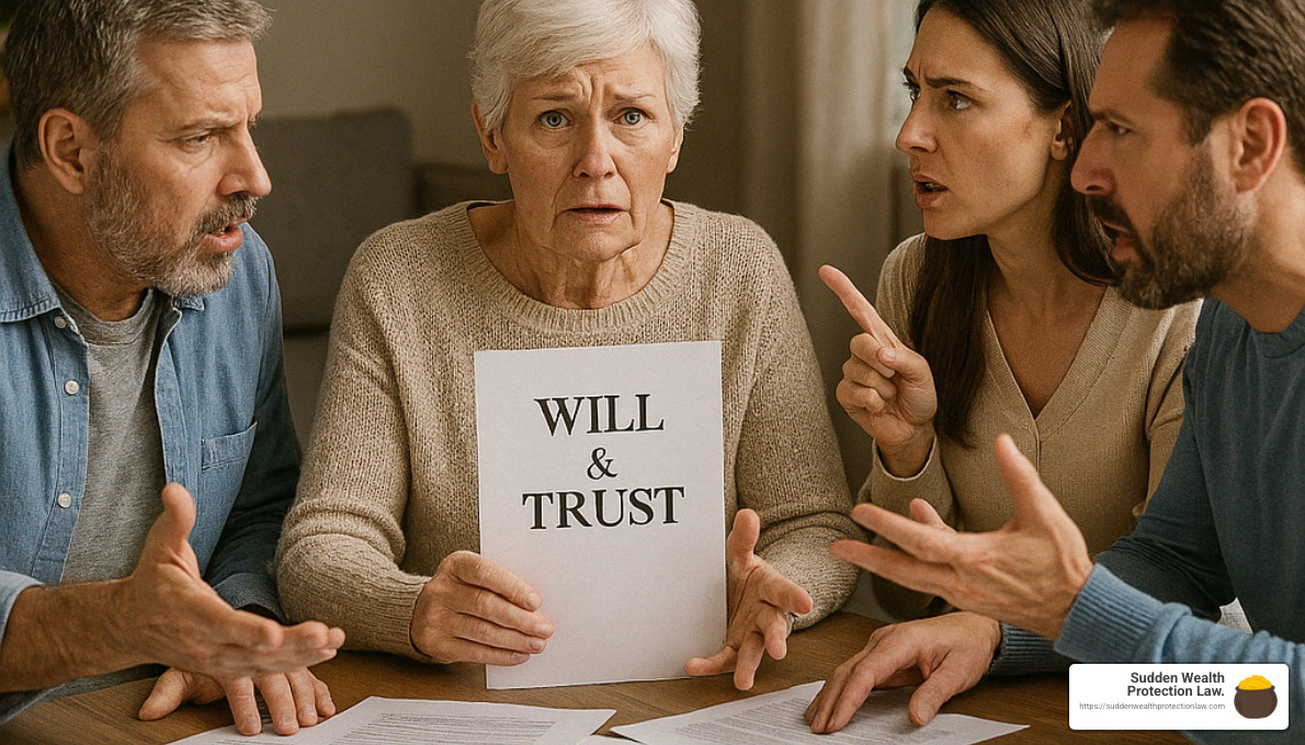 family members arguing over inheritance documents - probate litigator
