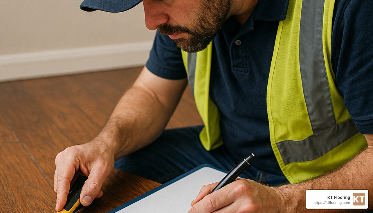 floor assessment showing inspection of damaged hardwood - hardwood floor refinishing nashua nh