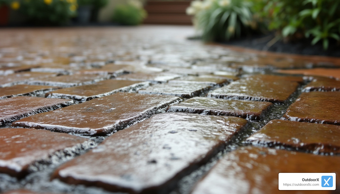 sealed pavers with wet look finish - pavers repair near me
