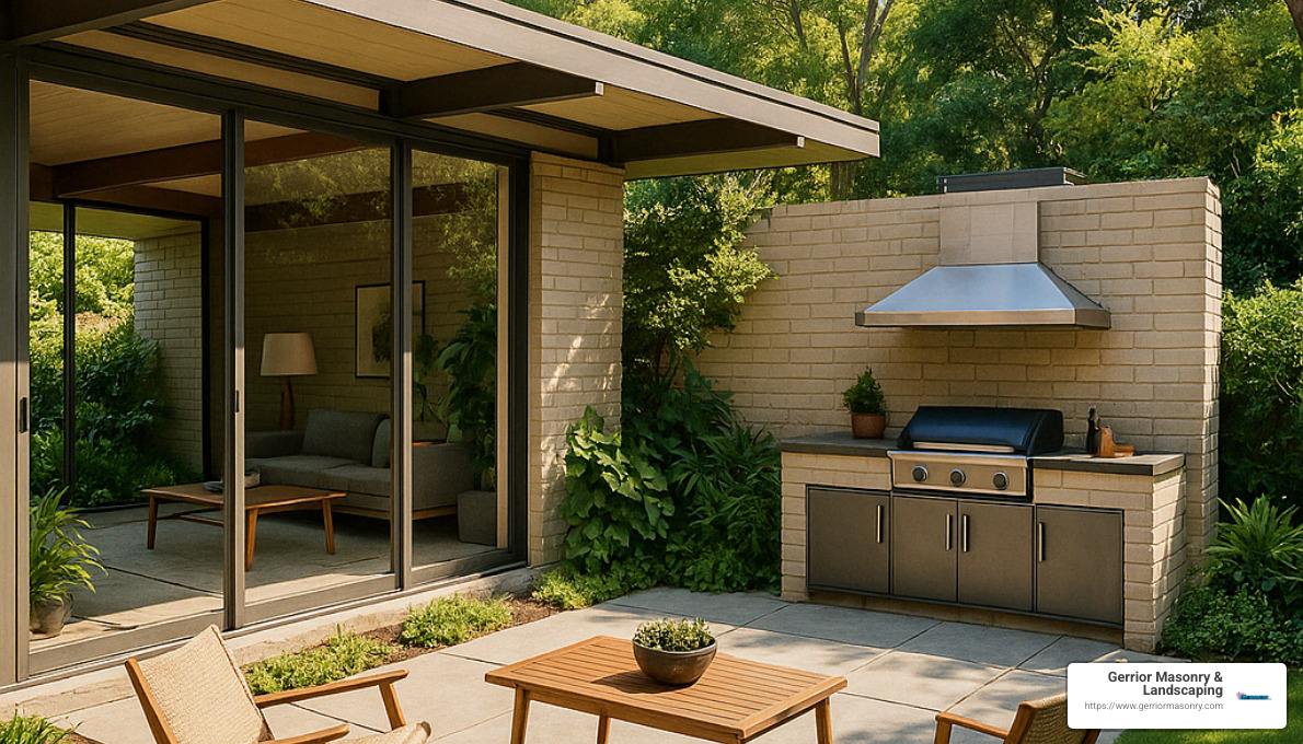 Sizzle in Style: Outdoor BBQ Design Ideas 6 mid-century modern outdoor BBQ area - outdoor bbq design