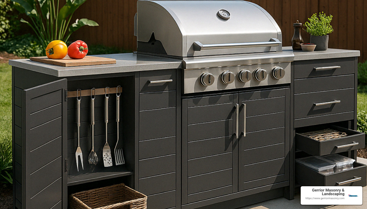Sizzle in Style: Outdoor BBQ Design Ideas 8 outdoor BBQ with storage - outdoor bbq design