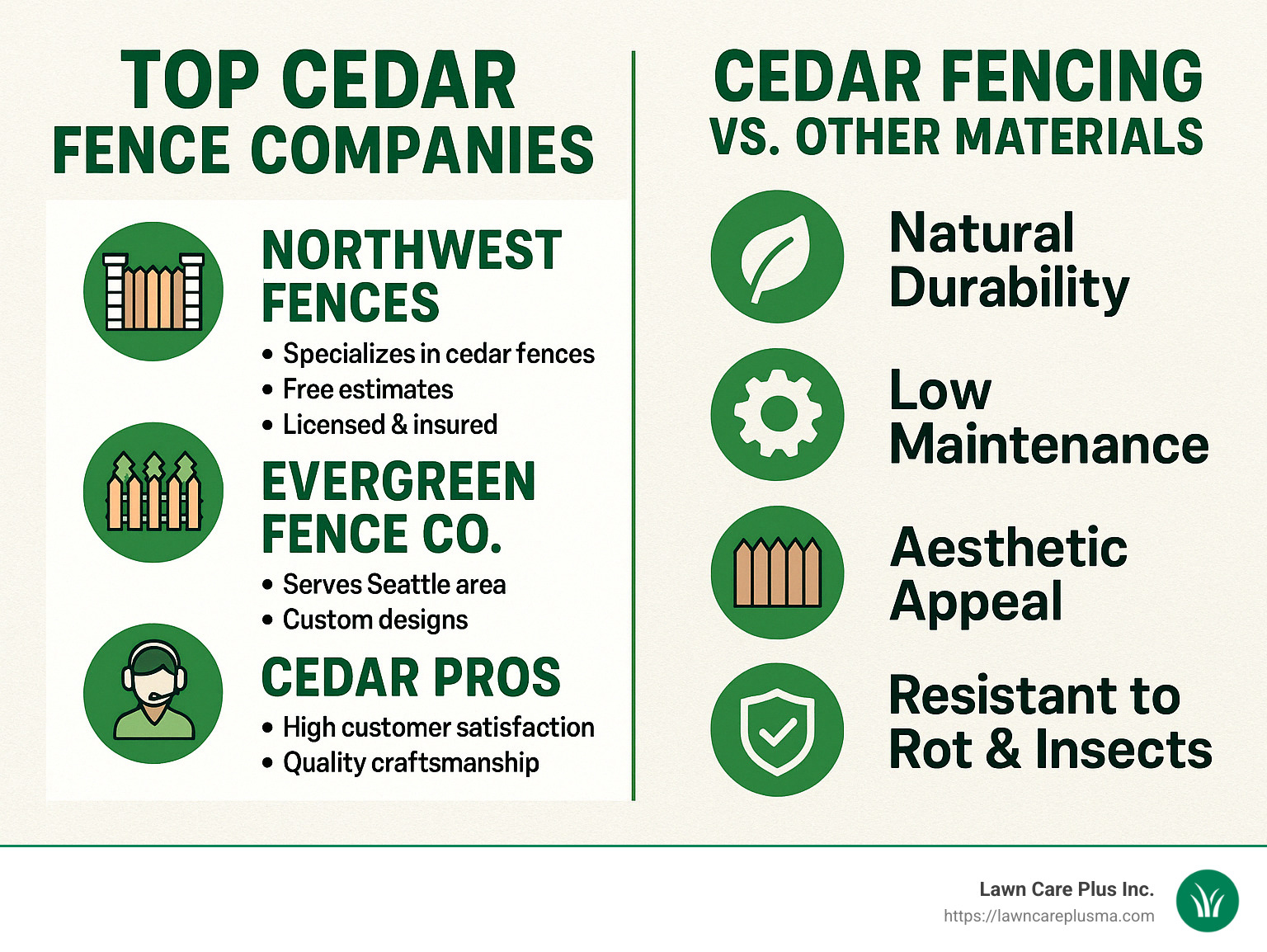 infographic highlighting cedar fence benefits - cedar fence company infographic 