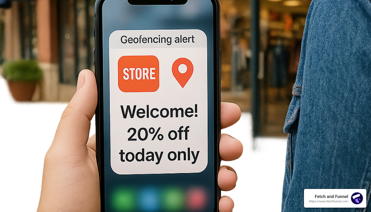 customer receiving geofencing notification on smartphone - what is geofencing in digital marketing
