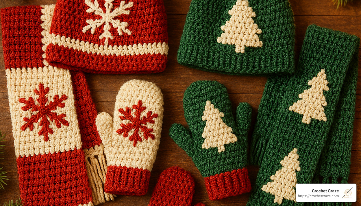 crochet winter accessories with holiday themes - crochet christmas items to sell