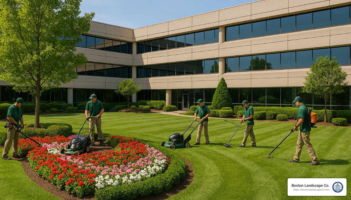 corporate property with professional landscaping showing benefits of partnership - corporate landscaping companies