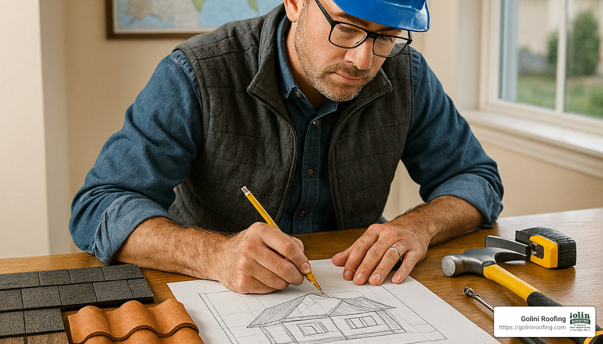 roofing specialist designing custom roofing solution - roofing specialist